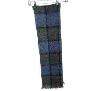 Donegal Design Mohair Wool Green/Blue Plaid Scarf.